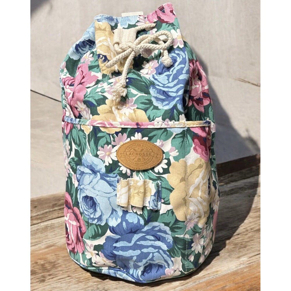 Vintage Lacrosse Drawstring Closure Backpack Floral